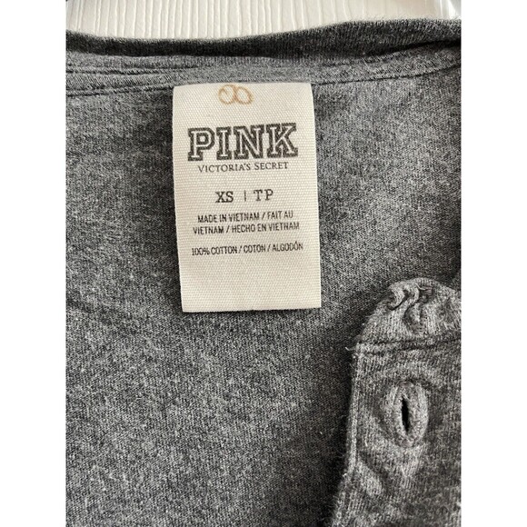 Pink By Victoria’s Secret Women's Lace Up Dark Gray Shirt Size XS - Picture 3 of 4